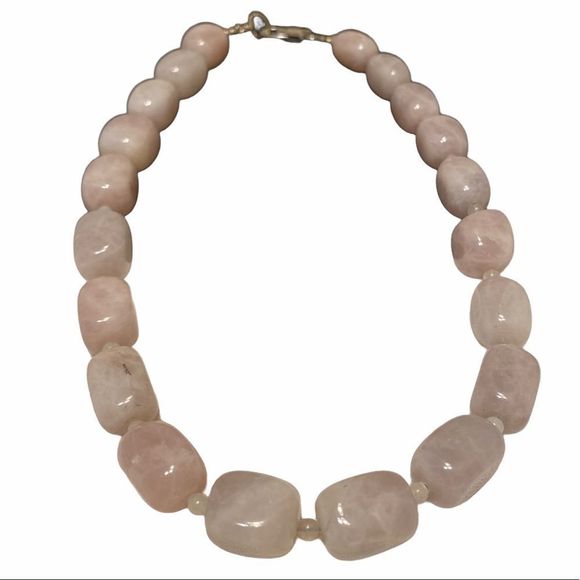 Vintage Chunky Rose Quartz Necklace - Picture 6 of 16